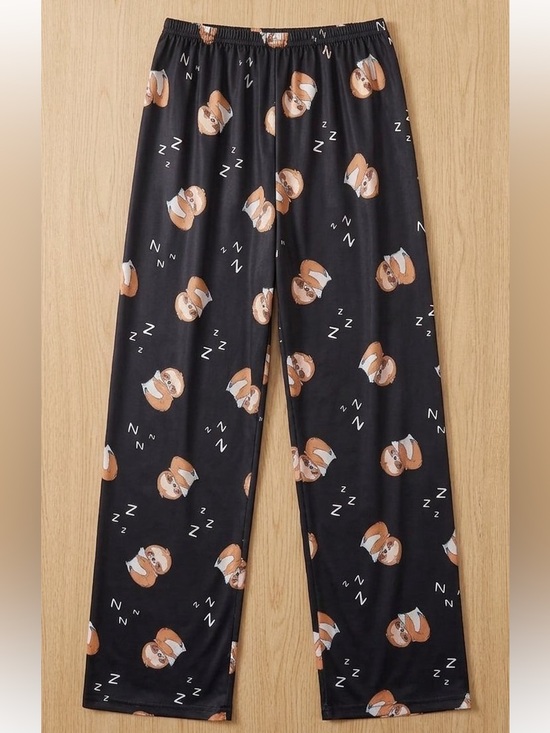 SHEIN Other - black pj pants with cartoon sloth print-small